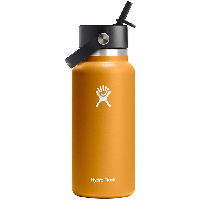 Hydro Flask - 946 ml (32 oz) Water Bottle - Vacuum-Insulated Stainless Steel Water Bottle with Flex Straw Lid - Wide Mouth - Fossil