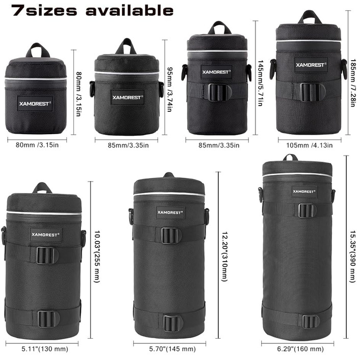 Чохол для об'єктива камери, нейлон, чорний, XL (10.5 x 18.5 см)