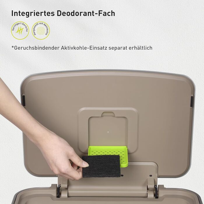 Відро для сміття EKO Madison 30 л з висувним контейнером, м'яким закриттям кришки, стійке до відбитків пальців, нержавіюча сталь, прямокутне, з 20 мішками для сміття 75 л