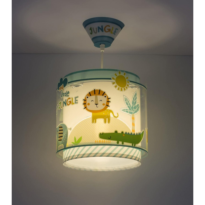 Dalber Children's Lamp Pendant Light Hanging Lamp My Little Jungle Jungle Animals Lions Elephants Giraffes Crocodile, Colorful