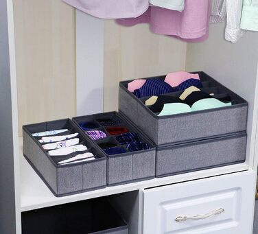 Styleys Set of 4 Foldable Storage Boxes, Drawer Dividers, Odorless Interior Lining, Storage Boxes, Closet Organizer, Under-Bed Organizer for Clothes, Shoes, Underwear, Bras