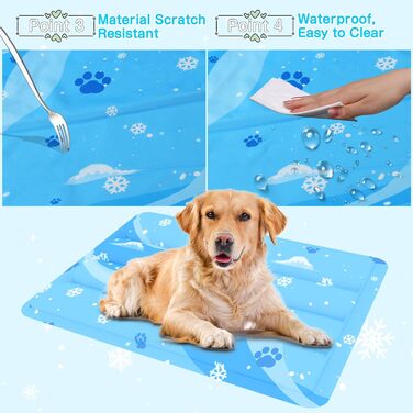 Кілим-охолоджувач для собак та котів, 50x90 см, блакитний. Самостійно охолоджуючий, з нетоксичним гелем, зносостійкий