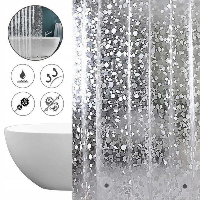Водонепроникна та протигрибкова штора для душу, 180x200 см