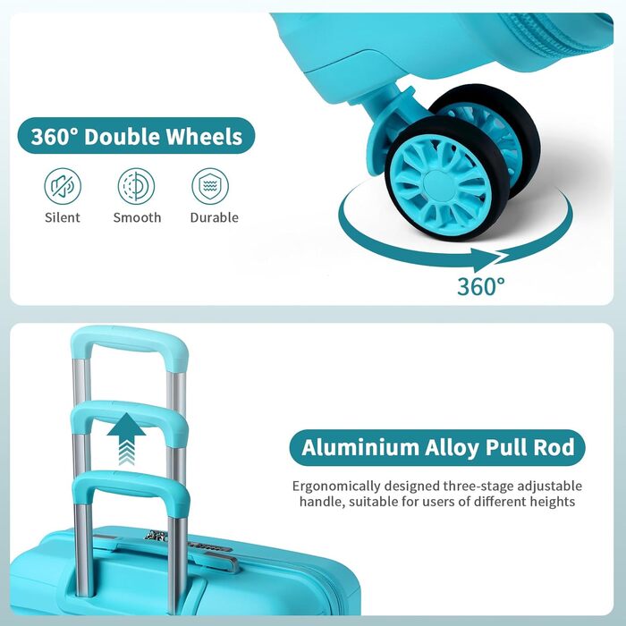 Чемодан середнього розміру KONO 65см з поліпропілену з TSA замком, 65x46x26.5см (Зелений)