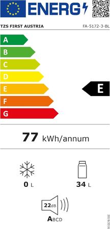 Холодильник мініатюрний TZS First Austria Retro 40L, блакитний. Безшумний, з підсвіткою та 2 полицями. Ідеально для кемпінгу, офісу, спальні, готелю.