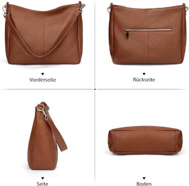 Сумка жіноча шкіряна Befen Shopper Hobo середнього розміру, коричнева (A-braun) з 2 ремінцями