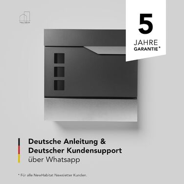Поштовий ящик Oslo Anthrazit RAL7016 з газетницею та гравіюванням (без гравіювання) - вуличний, з нержавіючої сталі, стійкий до корозії та УФ-випромінювання
