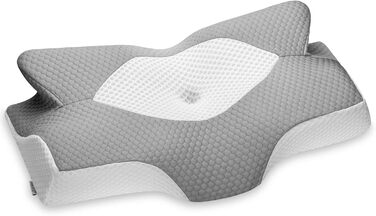 Elviros Orthopedic Memory Foam Pillow, Side Sleeper Pillow Neck Support Pillow, Head Pillow for Neck Pain, Ergonomic Sleep Pillow for Neck and Shoulder Pain, 54x11/9x33cm, Gray