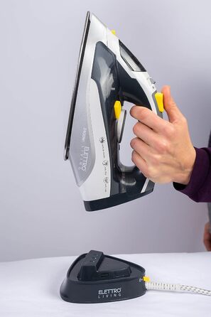 Бездротове праска Elettro Living Lui, 2400 Вт, нержавіюча сталева підошва, система самоочищення, сірий, чорний, жовтий, білий