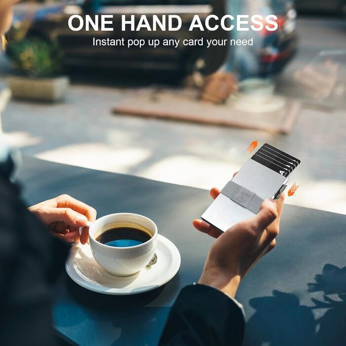 Чоловічий гаманець TOYFID з кишенькою для AirTag, 12 відділень для карток, відділення для грошей, RFID захист, з кнопкою виштовхування карт, алюміній, сріблястий