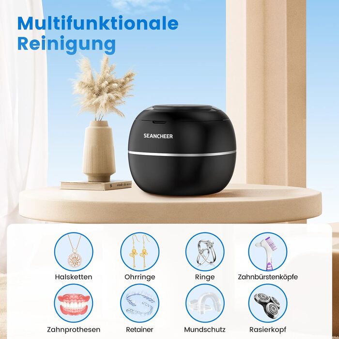 Ультразвуковий очищувач 48000 Гц з УФ-лампою | 24 Вт | 180 мл | Для зубних протезів, ретейнерів, ювелірних виробів