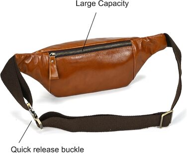 Чоловіча поясна сумка LUUFAN з натуральної шкіри, світло-коричнева (1034)