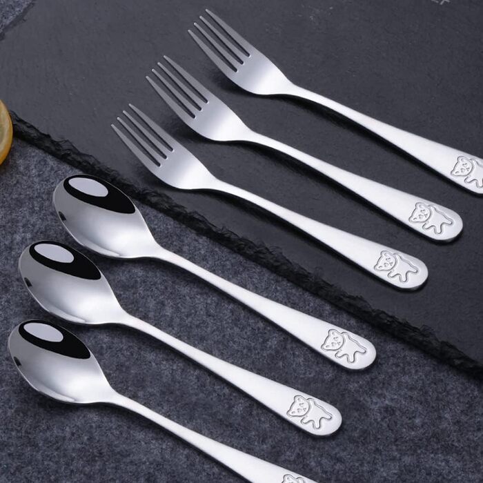 Набір дитячого столового приладдя Edeltahl (6 шт.): ложки, виделки, ложки для дітей від 3 років, з гравіюванням