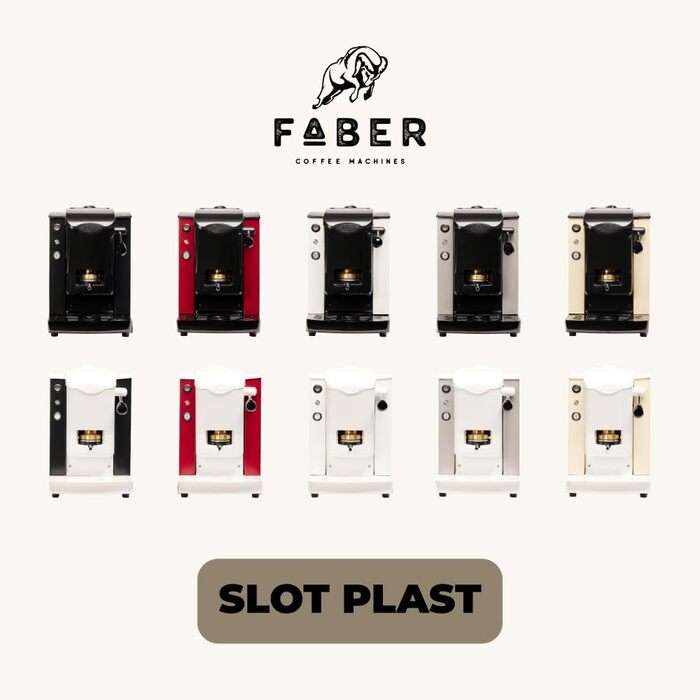 FABER COFFEE MACHINES | Slot Plast Model | POD Coffee Machine 44 mm | Adjustable Brass Pad Press (SCHWARZ/SCHWARZ)