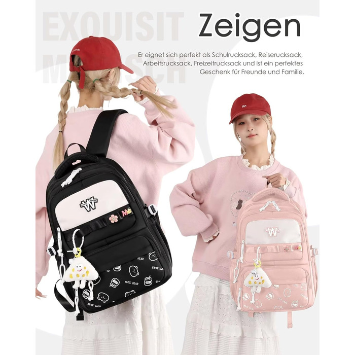 Шкільний рюкзак для підлітків: водонепроникний, великий, рожевий. Підходить для дівчат та хлопців, для школи, подорожей та повсякденного використання.