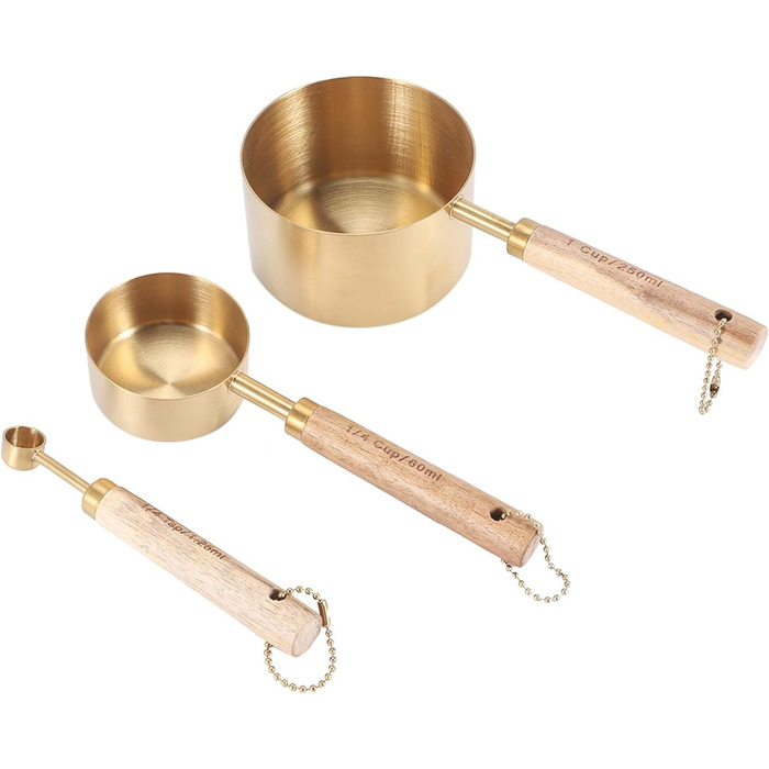 8-Piece Measuring Cup and Spoon Set with Fragrant Wooden Handles, Complete Set of Measuring Cups and Spoons