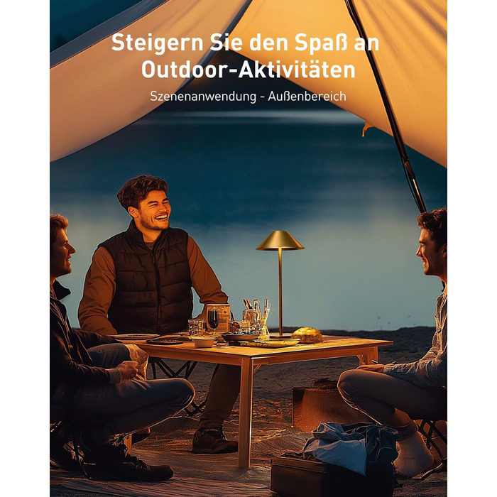 BOJIM 2 шт. LED настільна лампа на акумуляторі, золота, USB, сенсорне регулювання, IP54, водонепроникна, для балкона, поворотний наголовник