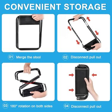 Складаний туристичний стільчик для кемпінгу, риболовлі та відпочинку на природі, 30см, 150 кг, з сумкою, посилений сталевий каркас