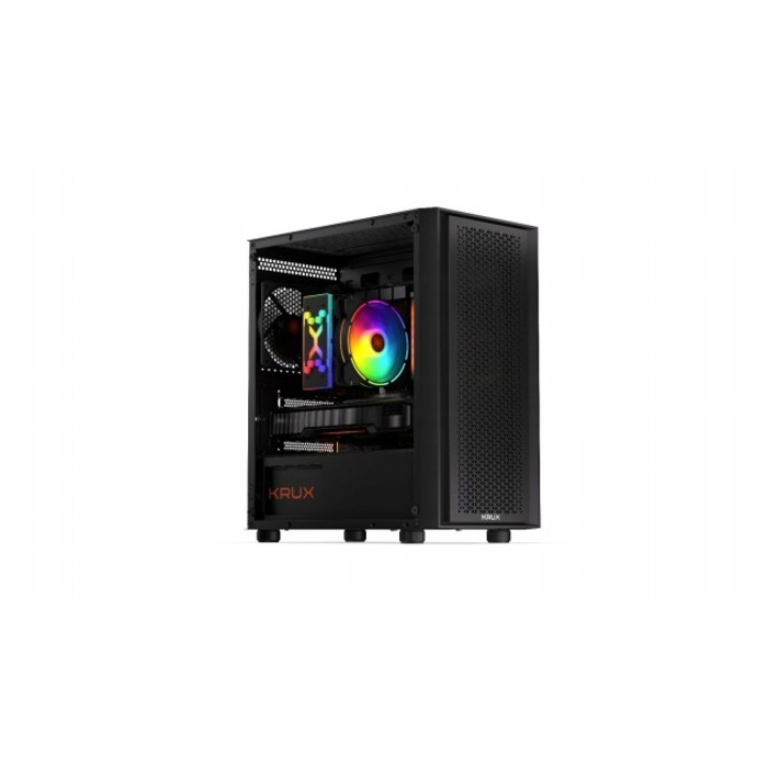 Корпус для комп'ютера Krux Scor, бічна панель зі скла, 1 вентилятор, mATX, чорний