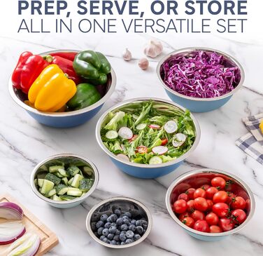 Набір мисок для змішування Cook With Color з нержавіючої сталі, 6 штук, блакитний