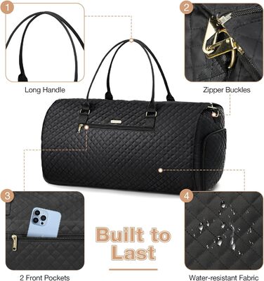 Сумка-органайзер для подорожей 2в1, жіноча, 50L, з відділеннями для взуття та речей, чорна