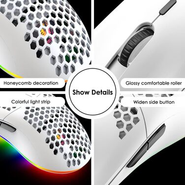 Ігрова комбінація клавіатури та миші MAGIC-REFINER: механічна клавіатура 62 клавіші, миша 12000 DPI, RGB-підсвічування, USB-C, для PC/Mac/Win, білий (червоний перемикач)