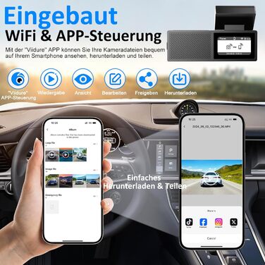 Відеореєстратор Auto Dashcam 2K з Wi-Fi, 64GB, Super Нічне Бачення, 170° Широкий Кут, G-сенсор, Циклічна Запис, IPS-дисплей, 24h Паркінг з Детектором Руху