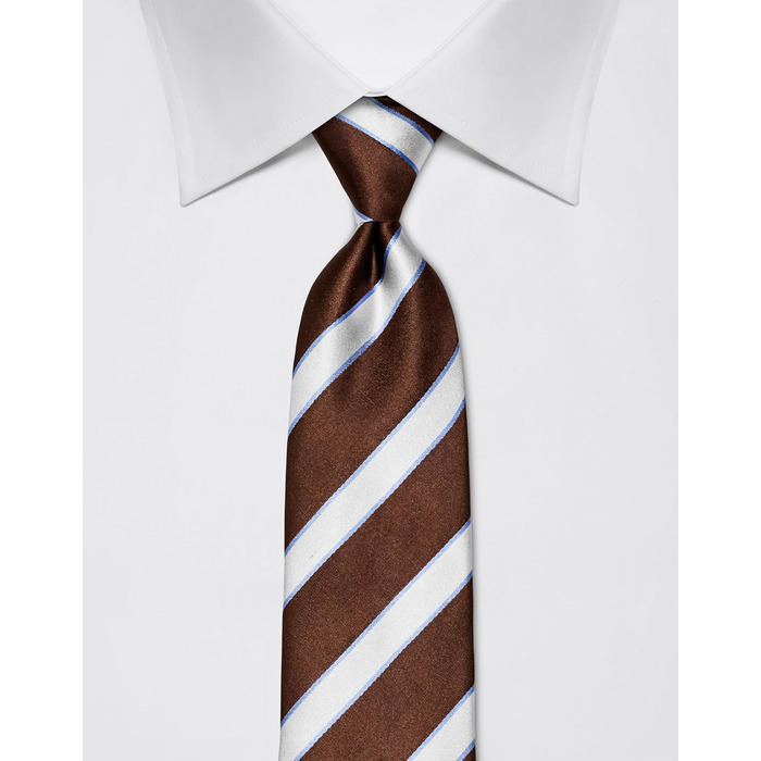 Краватка чоловіча Vincenzo Boretti, шовк, смугаста, коричнева, 8 см, для костюма та сорочки, діловий стиль, весілля