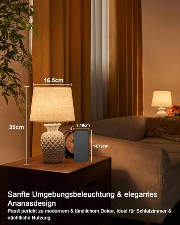 LED-лампа Egobasic на акумуляторі з пультом, таймером та регулюванням яскравості, змінне підсвічування, керамічна основа у вигляді ананаса, для спальні, кухні, вітальні