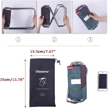 Складний стільчик для кемпінгу Azarxis: легкий, портативний, для риболовлі, піших прогулянок, відпочинку на дачі та барбекю. У комплекті сумка. Колір: коричневий