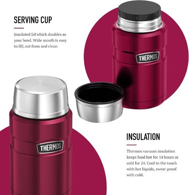 Термос з нержавіючої сталі, малинового кольору, 710 мл, Thermos