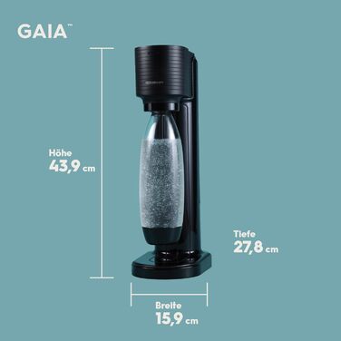 SodaStream Gaia: Газова вода вдома | Чорний колір, з CO2 балончиком та пляшкою 1L | Електричний напій