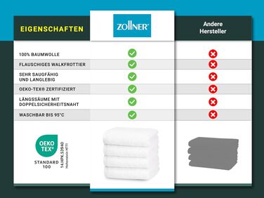 Набір білих рушників для рук ZOLLNER Premium, 50x70 см, 6 шт. — високопоглинаючі бавовняні рушники готельного якості, Oeko-Tex сертифіковані