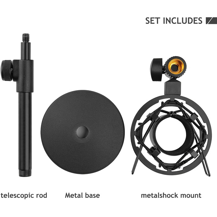 Підставка для мікрофона AT2020 з поп-фільтром та вітрозахистом для Audio Technica AT2020V AT2020USB+ AT2035 ATR2500X (Металева підставка для мікрофона AT2020)