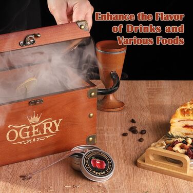 Набір для копчення коктейлів OGERY: Smoke Gun, коробка для віскі, стружка дерева (4 смаки). Подарунок для чоловіків