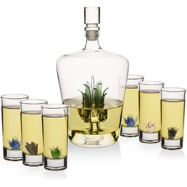 Agave Tequila Decanter Set with Glasses - 750ml Decanter & 6 Shot Glasses - Cinco de Mayo Party Decor - Perfect Gift for Tequila Lovers