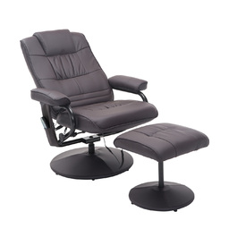 HOMCOM Massage Chair with Ottoman, Swivel Recliner with Massage Function, Electric TV Chair with Reclining Function, Remote Control, Faux Leather, Brown