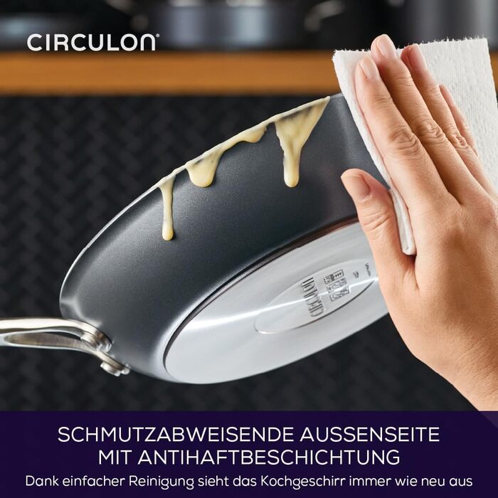 Сковорода Circulon Scratch Defense з антипригарним покриттям 25 см - індукційна сковорода з довговічним покриттям, придатна для миття в посудомийній машині та випікання в духовці, сіра
