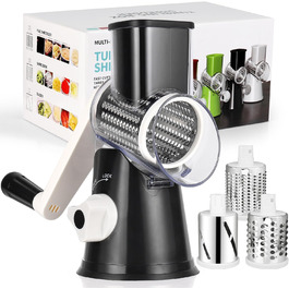 Ручна тертка для сиру та овочів Diealles Shine з ручкою, 3 змінні леза з нержавіючої сталі, для сиру, овочів, горіхів, кави