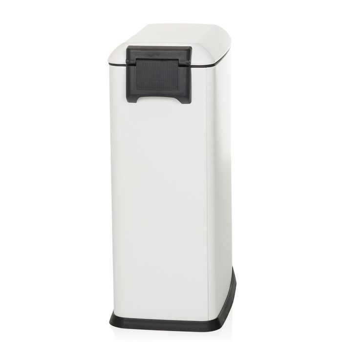 Сміттєвий відер з педаллю та кришкою SoftClose hjh OFFICE CLEAN Slim, 20л, сталевий вузький смітник з внутрішнім відром, білий, 56x34x22 см