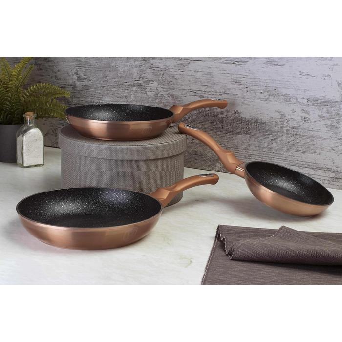 Набір сковорідок Berlinger Haus Metallic Line Edition (3 шт.), Rose Gold, нержавіюча сталь 18/8