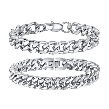 Чоловічий браслет з нержавіючої сталі, 2 шт. - срібний/чорний/золотий, браслет-панцер, 19/21/23 см. Подарунок для чоловіка, батька, сина, друга, чоловіка, брата. Ширина 10 мм.