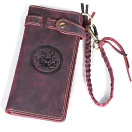 Le'aokuu Men's Genuine Leather Wallet Organizer Double Checkbook Wallet Pattern Commercial Money Clip 3377