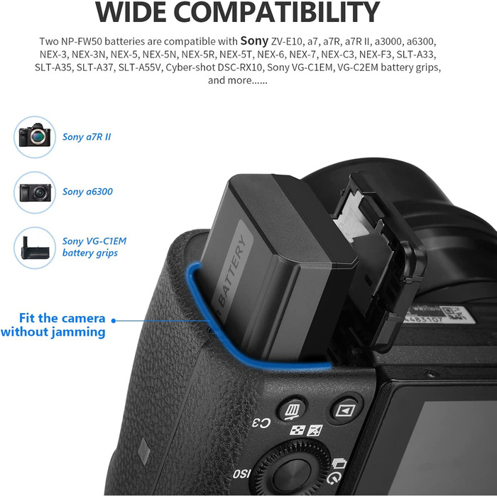 NEEWER Запасний акумулятор та зарядний пристрій для Canon EOS R7, R5, R6, 5D III, IV, 6D II, 7D II, 70D, 80D, 90D (2 x 2250mAh, Dual USB, LCD, USB-C)