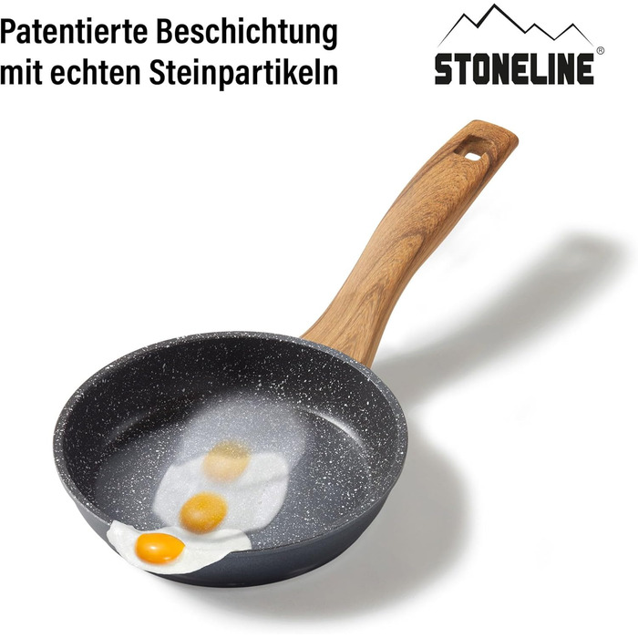 STONELINE Сковорода Back to Nature 28 см, Made in Germany, антипригарне покриття з натуральним каменем, для всіх типів плит (включно з індукцією), смаження без жиру