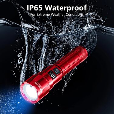 LED ліхтарик Gearlite, 6000 люмен, тактичний, з регулюванням фокусу, 3 режими, водонепроникний IP65, для кемпінгу, риболовлі, туризму, надзвичайних ситуацій (червоний, 1 шт.)