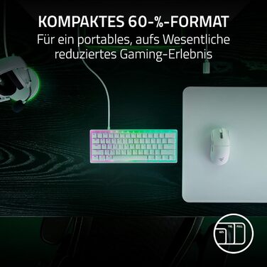Клавіатура Razer Huntsman V3 Pro Mini - 60% з Red Switch (Аналоговий оптичний перемикач, PBT-клавіші, USB-C, QWERTY US)