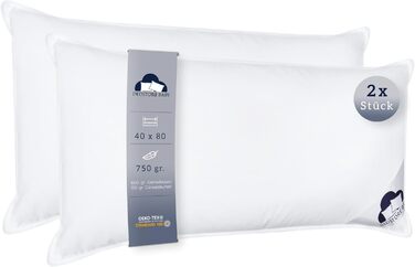 Dedstore-Baby 2-Pack Down Feather Pillows - 3-Chamber Head Pillows 40x80 cm - Goose Down Bed Pillows - Cotton Cover - Night Pillows, Sleeping Pillows, 750g Filling per Pillow, Öko-Tex Certified