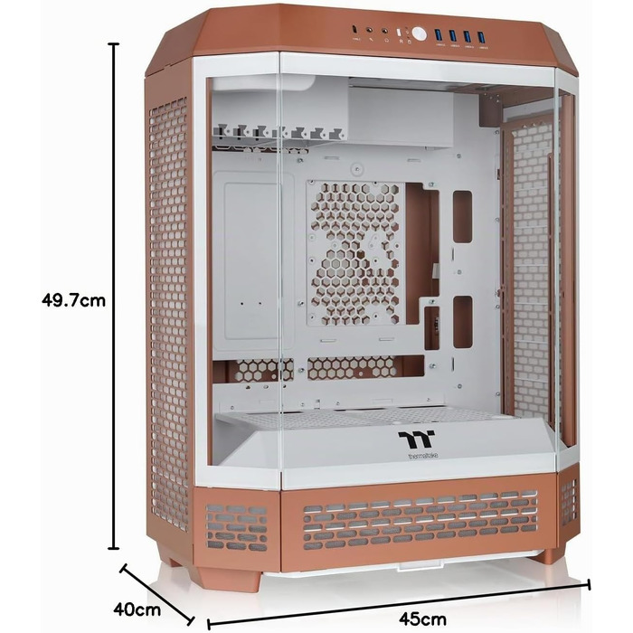 Корпус для ПК Thermaltake The Tower 600 Mocha Mousse, вертикальний Mid Tower, підтримка E-ATX/ATX, загартоване скло, підтримка радіатора 420 мм, Hidden Connector