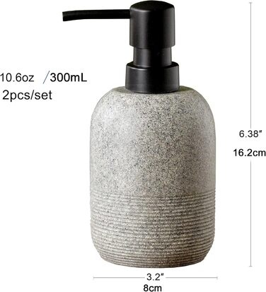 Набір дозаторів для мила та лосьйону, сірий колір. Підходить для ванної кімнати та кухні. Елегантний дизайн.